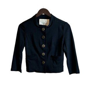 Anthropologie Cartonnier Womens Knit Button Fron17Crop Jacket Black Size XS